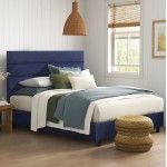 Κρεβάτι μπλε ύφασμα με αποθηκευτικό χώρο eloise